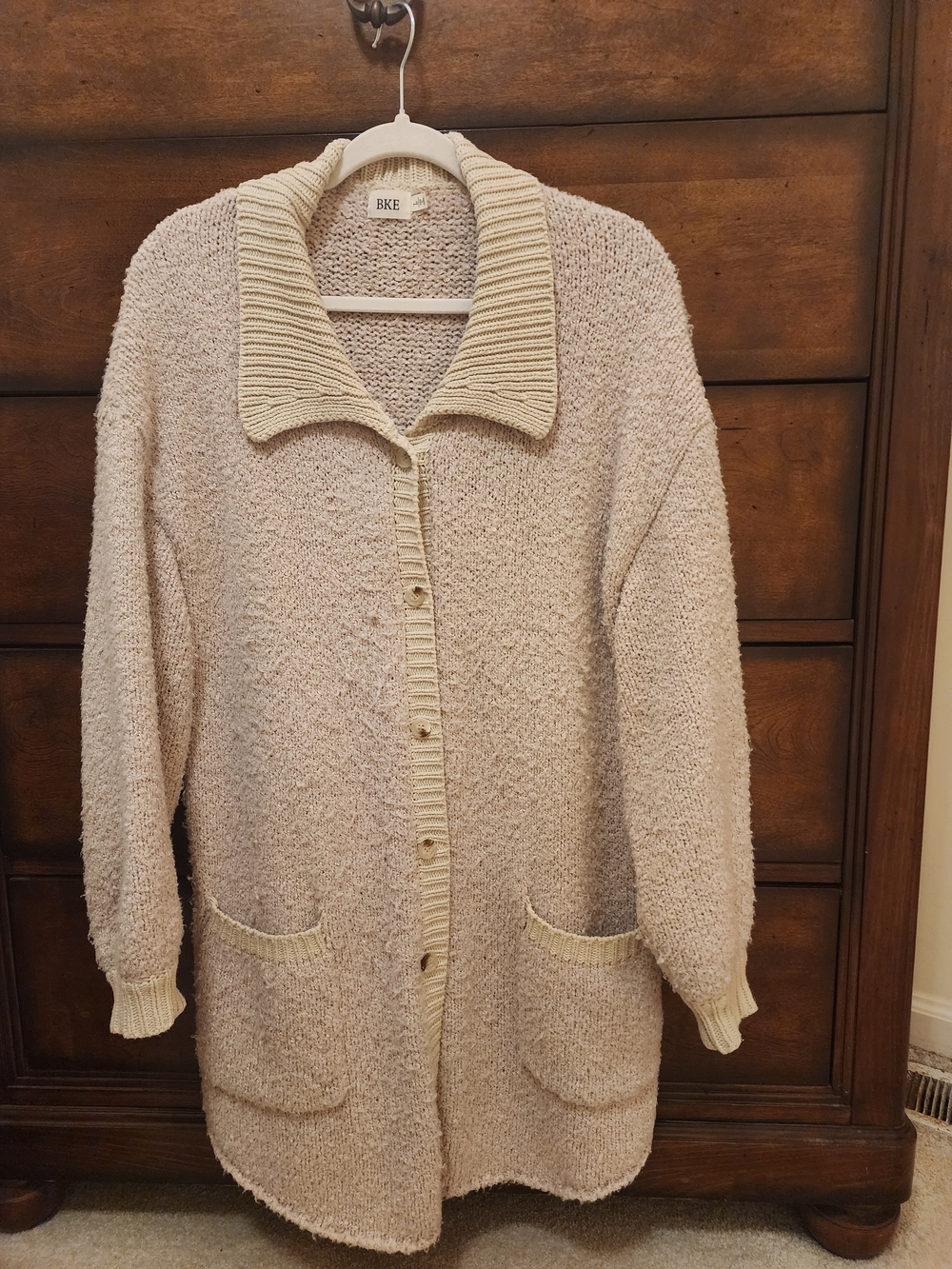 BKE Cream Teddy Knit Button-Front Jacket